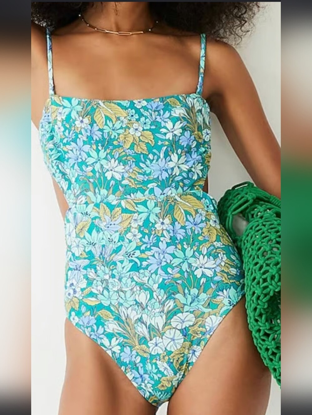 J.Crew Cutout One Piece Swimsuit  Aqua Bloom Floral Sz 10 NWT $118